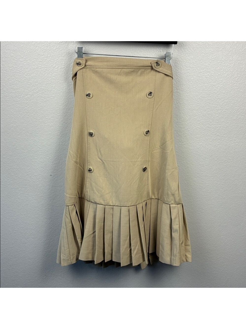 Maeve Strapless Pleated Trench Dress L Beige Mini Stretch Anthropologie NEW - Picture 5 of 11